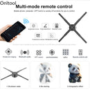 3D ventilador holograma projetor, display wi-fi, publicidade logotipo luz, LED sinal lâmpada holográfica, projetores tridimensionais, 42-100cm