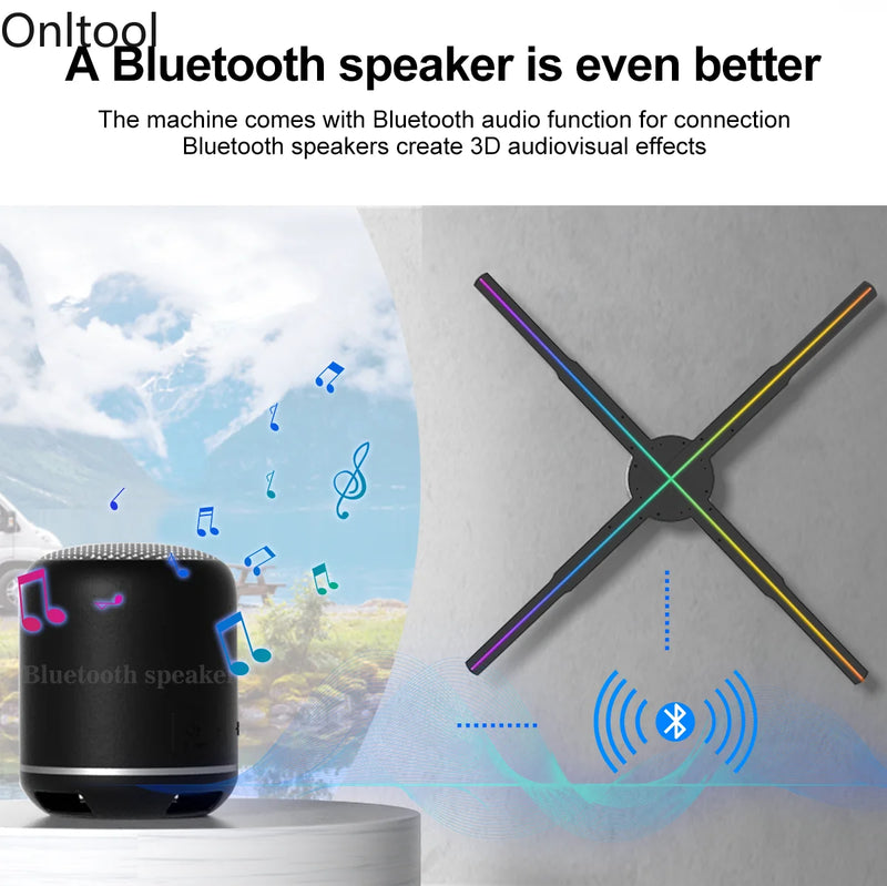 3D ventilador holograma projetor, display wi-fi, publicidade logotipo luz, LED sinal lâmpada holográfica, projetores tridimensionais, 42-100cm