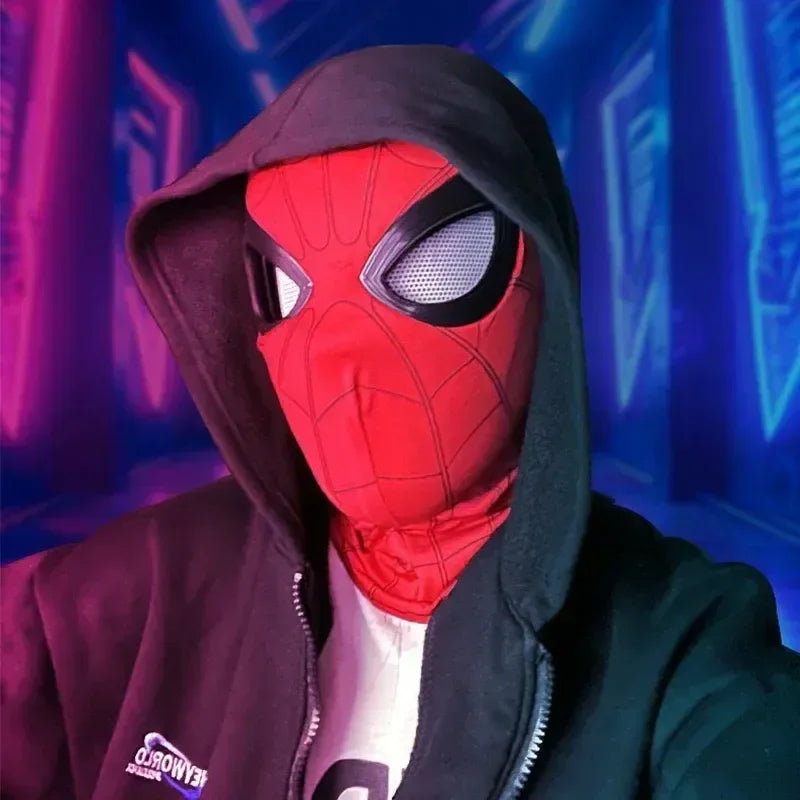 Homem Aranha Máscara Cosplay com Olhos Moventes, Mascara Homem-Aranha, Máscara Eletrônica, Brinquedos Elásticos, Controle Remoto, Adultos, Presente Kids, 1:1