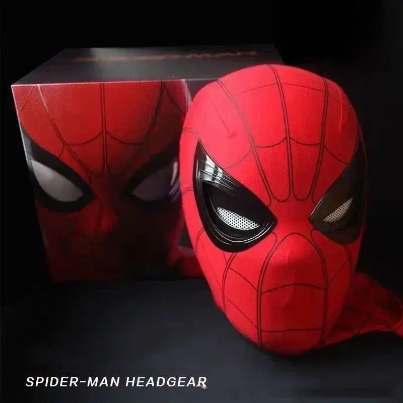 Homem Aranha Máscara Cosplay com Olhos Moventes, Mascara Homem-Aranha, Máscara Eletrônica, Brinquedos Elásticos, Controle Remoto, Adultos, Presente Kids, 1:1