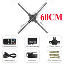 3D ventilador holograma projetor, display wi-fi, publicidade logotipo luz, LED sinal lâmpada holográfica, projetores tridimensionais, 42-100cm