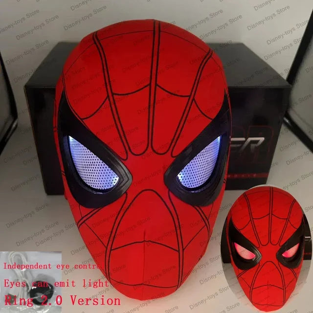 Homem Aranha Máscara Cosplay com Olhos Moventes, Mascara Homem-Aranha, Máscara Eletrônica, Brinquedos Elásticos, Controle Remoto, Adultos, Presente Kids, 1:1