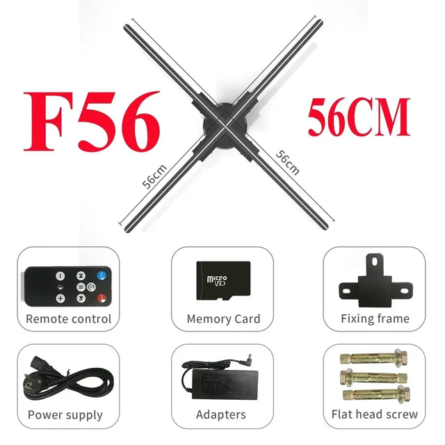 3D ventilador holograma projetor, display wi-fi, publicidade logotipo luz, LED sinal lâmpada holográfica, projetores tridimensionais, 42-100cm