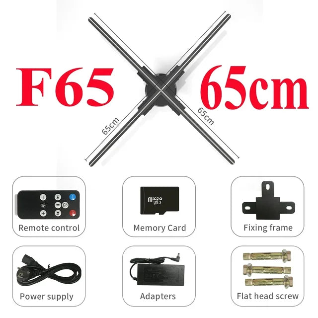 3D ventilador holograma projetor, display wi-fi, publicidade logotipo luz, LED sinal lâmpada holográfica, projetores tridimensionais, 42-100cm