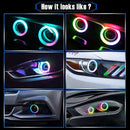 RGB LED Angel Anéis, lâmpadas de farol, controle DRL  APP, carro, UTV, motocicleta, 60mm, 70mm, 80mm, 2pcs